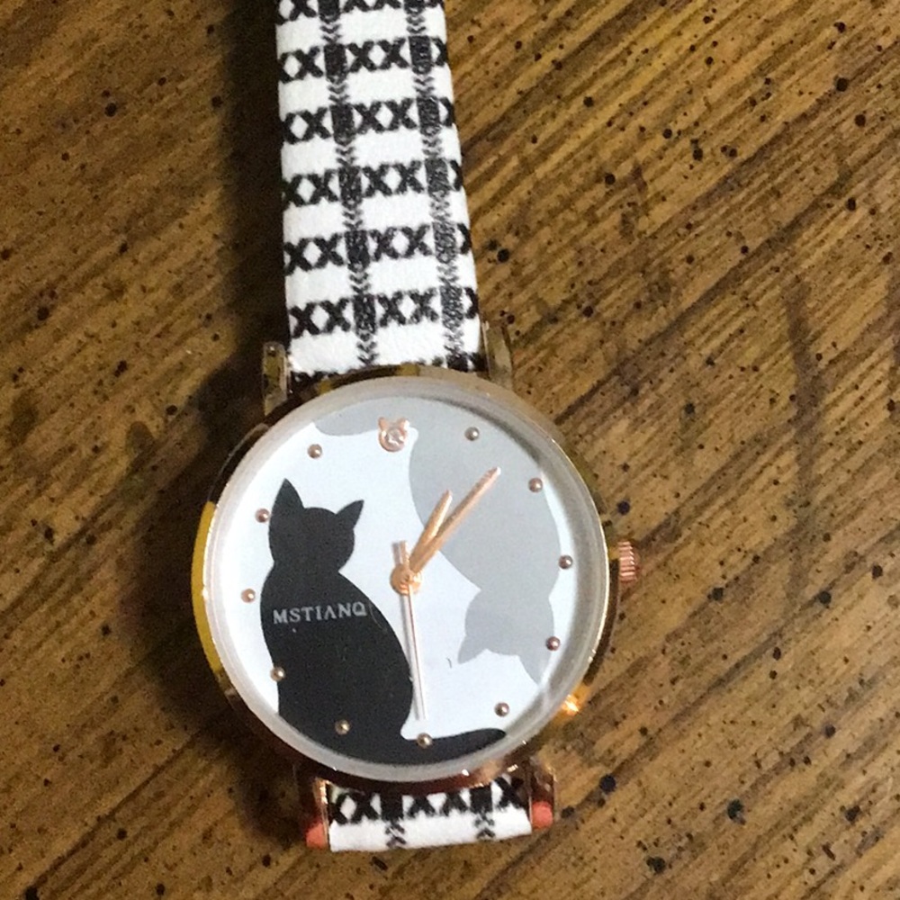 CAT WATCH - Black, white and gray CAT WATCH with band